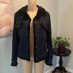 Denim Jacket with Genuine Mink Fur Trim